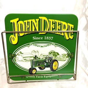 JOHN DEERE Coaster Set of 4 w/ Chrome Holder EUC
